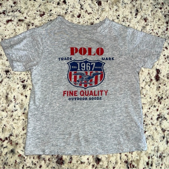 Polo Ralph Lauren Grey Graphic Tee Size 2T Toddler Boys Trade Mark Heather Gray - Picture 1 of 7